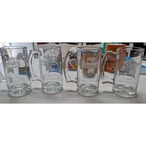 🍀Set of 4 Vintage Schmidts Beer Collector Series 3 Glasses
